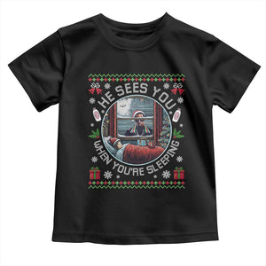 Funny Christmas Diddy Toddler T Shirt He Sees You When You Are Sleeping Baby Oil Ugly Xmas TS11 Black Print Your Wear