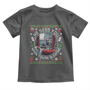 Funny Christmas Diddy Toddler T Shirt He Sees You When You Are Sleeping Baby Oil Ugly Xmas TS11 Dark Heather Print Your Wear