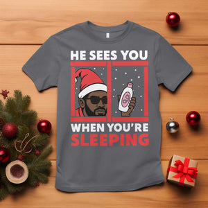 Funny Christmas Diddy T Shirt He Sees You When You Are Sleeping Baby Oil TS11 Charcoal Print Your Wear