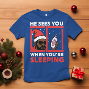Funny Christmas Diddy T Shirt He Sees You When You Are Sleeping Baby Oil TS11 Royal Blue Print Your Wear