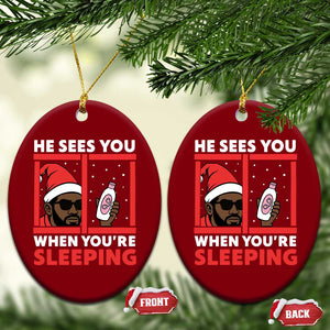 Funny Christmas Diddy Ceramic Ornament He Sees You When You Are Sleeping Baby Oil TS11 Print Your Wear