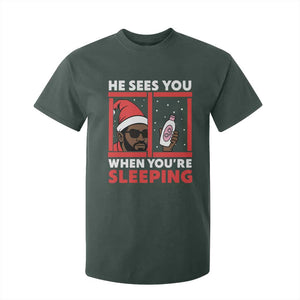 Funny Christmas Diddy T Shirt For Kid He Sees You When You Are Sleeping Baby Oil TS11 Dark Forest Green Print Your Wear