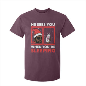 Funny Christmas Diddy T Shirt For Kid He Sees You When You Are Sleeping Baby Oil TS11 Maroon Print Your Wear