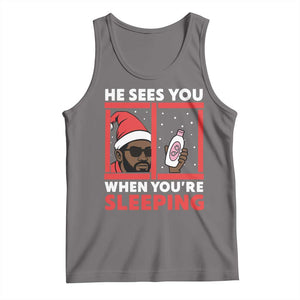 Funny Christmas Diddy Tank Top He Sees You When You Are Sleeping Baby Oil TS11 Deep Heather Print Your Wear