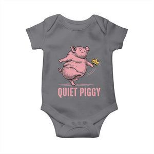 Funny Quiet Piggy Baby Onesie Pig Political Humor No King TS11 Charcoal Print Your Wear