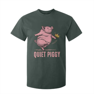Funny Quiet Piggy T Shirt For Kid Pig Political Humor No King TS11 Dark Forest Green Print Your Wear