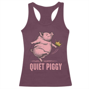 Funny Quiet Piggy Racerback Tank Top Pig Political Humor No King TS11 Maroon Print Your Wear