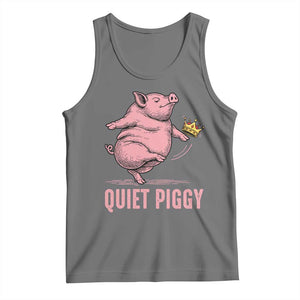 Funny Quiet Piggy Tank Top Pig Political Humor No King TS11 Black Heather Print Your Wear