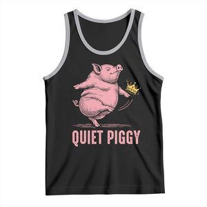 Funny Quiet Piggy Tank Top Pig Political Humor No King TS11 Black Athletic Heather Print Your Wear
