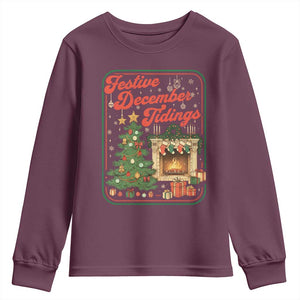 Funny Democrat Christmas Youth Sweatshirt Festive December Tiding Xmas Political Satire TS11 Maroon Print Your Wear