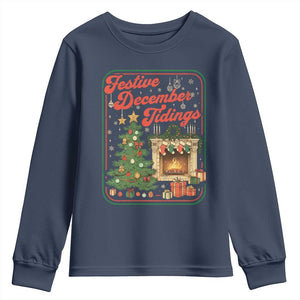 Funny Democrat Christmas Youth Sweatshirt Festive December Tiding Xmas Political Satire TS11 Navy Print Your Wear