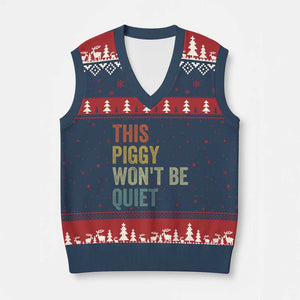 Funny This Piggy Wont Be Quiet V-Neck Knit Sweater Vest Pig Political Humor TS11 Navy Red Print Your Wear
