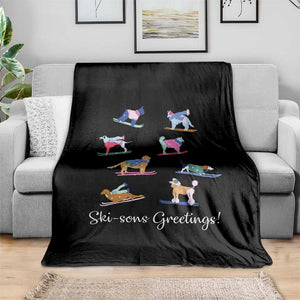 Funny Skiing Dog Throw Blanket Ski Sons Greetings Ski Winter Sport TS11 Print Your Wear