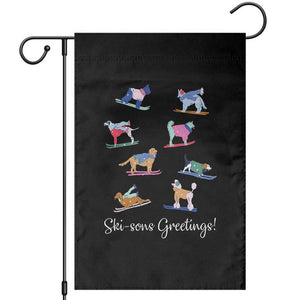 Funny Skiing Dog Garden Flag Ski Sons Greetings Ski Winter Sport TS11 Black Print Your Wear