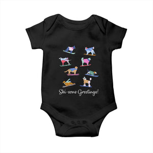 Funny Skiing Dog Baby Onesie Ski Sons Greetings Ski Winter Sport TS11 Black Print Your Wear