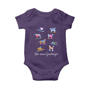 Funny Skiing Dog Baby Onesie Ski Sons Greetings Ski Winter Sport TS11 Purple Print Your Wear