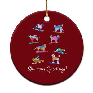 Funny Skiing Dog Ceramic Ornament Ski Sons Greetings Ski Winter Sport TS11 1pc Red Print Your Wear