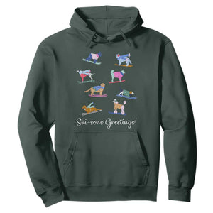 Funny Skiing Dog Hoodie Ski Sons Greetings Ski Winter Sport TS11 Dark Forest Green Print Your Wear