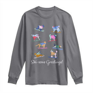 Funny Skiing Dog Long Sleeve Shirt Ski Sons Greetings Ski Winter Sport TS11 Charcoal Print Your Wear