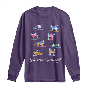 Funny Skiing Dog Long Sleeve Shirt Ski Sons Greetings Ski Winter Sport TS11 Purple Print Your Wear