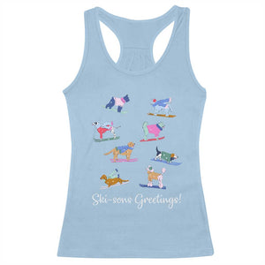 Funny Skiing Dog Racerback Tank Top Ski Sons Greetings Ski Winter Sport TS11 Light Blue Print Your Wear