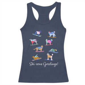 Funny Skiing Dog Racerback Tank Top Ski Sons Greetings Ski Winter Sport TS11 Navy Print Your Wear