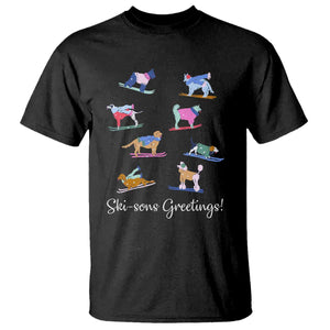 Funny Skiing Dog T Shirt Ski Sons Greetings Ski Winter Sport TS11 Black Print Your Wear
