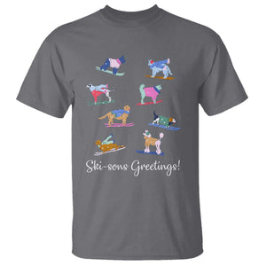 Funny Skiing Dog T Shirt Ski Sons Greetings Ski Winter Sport TS11 Charcoal Print Your Wear