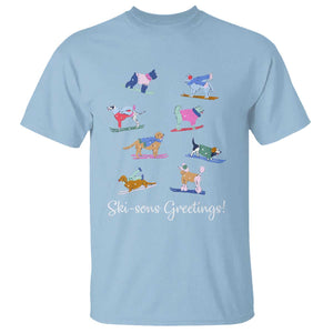 Funny Skiing Dog T Shirt Ski Sons Greetings Ski Winter Sport TS11 Light Blue Print Your Wear