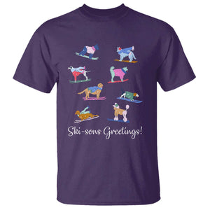 Funny Skiing Dog T Shirt Ski Sons Greetings Ski Winter Sport TS11 Purple Print Your Wear