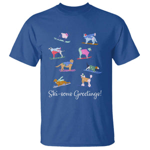 Funny Skiing Dog T Shirt Ski Sons Greetings Ski Winter Sport TS11 Royal Blue Print Your Wear