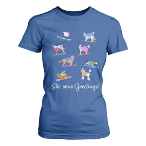 Funny Skiing Dog T Shirt For Women Ski Sons Greetings Ski Winter Sport TS11 Royal Blue Print Your Wear