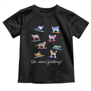 Funny Skiing Dog Toddler T Shirt Ski Sons Greetings Ski Winter Sport TS11 Black Print Your Wear