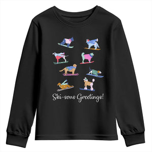 Funny Skiing Dog Youth Sweatshirt Ski Sons Greetings Ski Winter Sport TS11 Black Print Your Wear