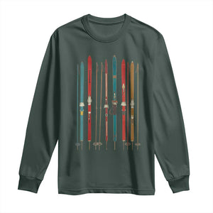 Vintage Skiblades Skiboards Skiing Ski Season Winter Sport Long Sleeve Shirt TS11 Dark Forest Green Print Your Wear