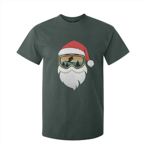 Funny Ski Christmas Winter Sport Skiing Santa Hat T Shirt For Kid TS11 Dark Forest Green Print Your Wear