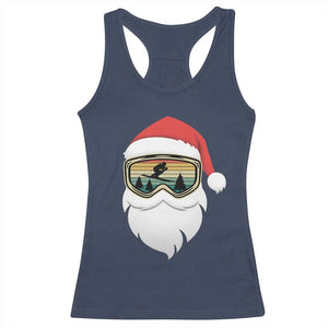 Funny Ski Christmas Winter Sport Skiing Santa Hat Racerback Tank Top TS11 Navy Print Your Wear