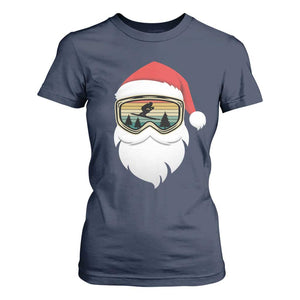 Funny Ski Christmas Winter Sport Skiing Santa Hat T Shirt For Women TS11 Navy Print Your Wear