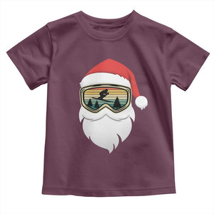 Funny Ski Christmas Winter Sport Skiing Santa Hat Toddler T Shirt TS11 Maroon Print Your Wear