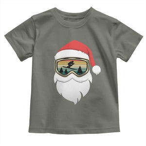 Funny Ski Christmas Winter Sport Skiing Santa Hat Toddler T Shirt TS11 Military Green Print Your Wear