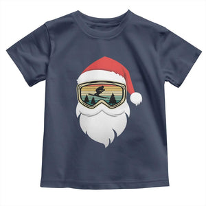 Funny Ski Christmas Winter Sport Skiing Santa Hat Toddler T Shirt TS11 Navy Print Your Wear