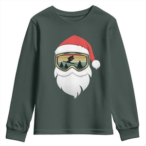 Funny Ski Christmas Winter Sport Skiing Santa Hat Youth Sweatshirt TS11 Dark Forest Green Print Your Wear