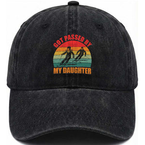 Funny Skiing Ski Dad Washed Cotton Baseball Cap Got Passed By My Daughter Retro Vintage TS11 Print Your Wear