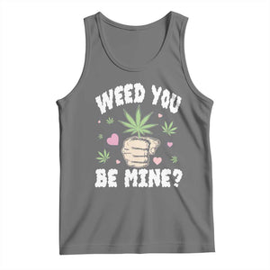 Funny Valentine's Day Weed You Be Mine Tank Top Cannabis Marijuana Hearts TS11 Black Heather Print Your Wear