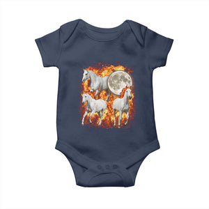 3 Fire Horses Moon Equestrian Baby Onesie Year Of The Fire Horse Joke TS11 Navy Print Your Wear