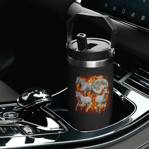 3 Fire Horses Moon Equestrian Flip Straw Tumbler Year Of The Fire Horse Joke TS11 Print Your Wear