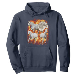 3 Fire Horses Moon Equestrian Hoodie Year Of The Fire Horse Joke TS11 Navy Print Your Wear