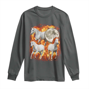 3 Fire Horses Moon Equestrian Long Sleeve Shirt Year Of The Fire Horse Joke TS11 Dark Heather Print Your Wear