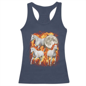 3 Fire Horses Moon Equestrian Racerback Tank Top Year Of The Fire Horse Joke TS11 Navy Print Your Wear