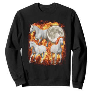 3 Fire Horses Moon Equestrian Sweatshirt Year Of The Fire Horse Joke TS11 Black Print Your Wear